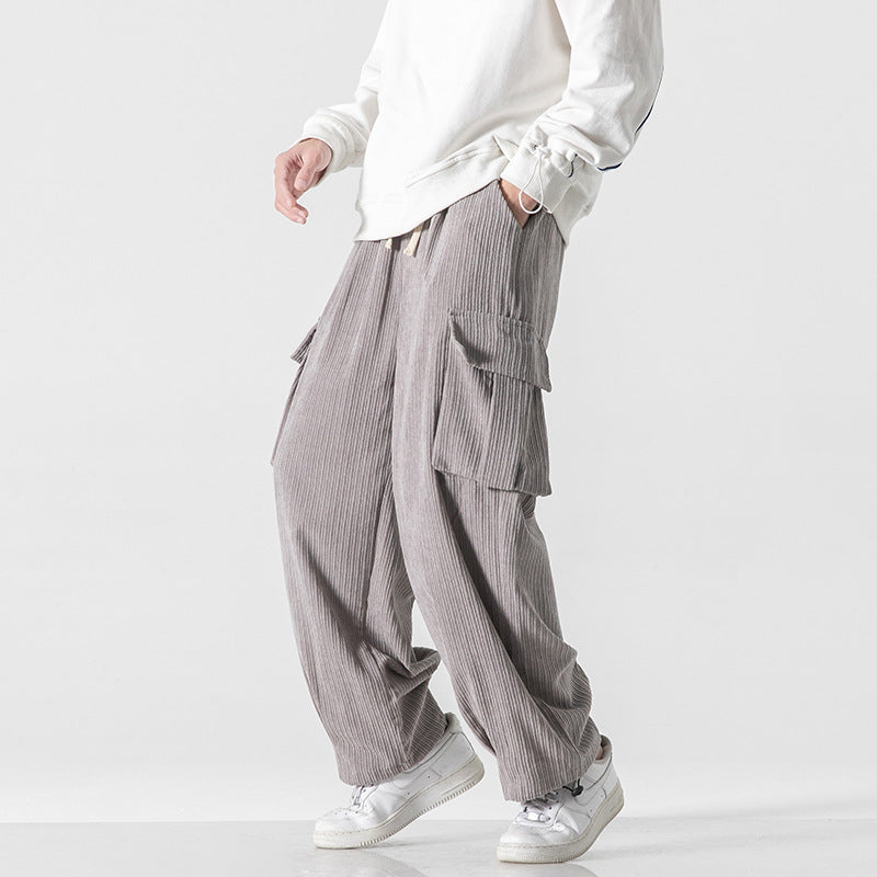 Calça Cargo Masculina Canelada com Caimento Oversized