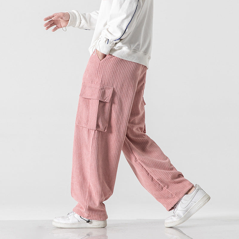 Calça Cargo Masculina Canelada com Caimento Oversized