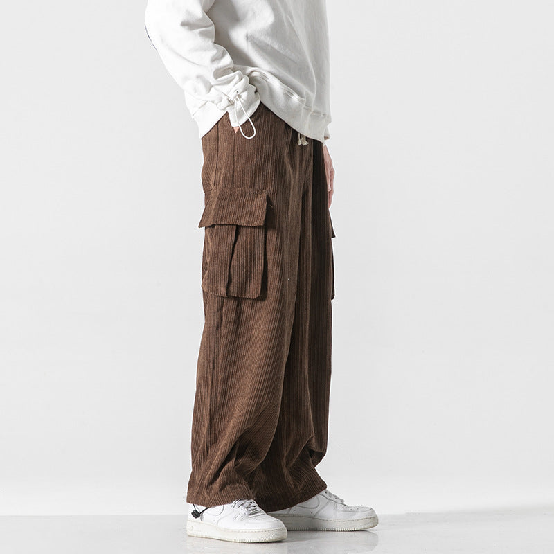 Calça Cargo Masculina Canelada com Caimento Oversized