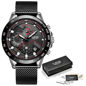Relógio Masculino Lige Esportivo com Pulseira Mesh em Aço