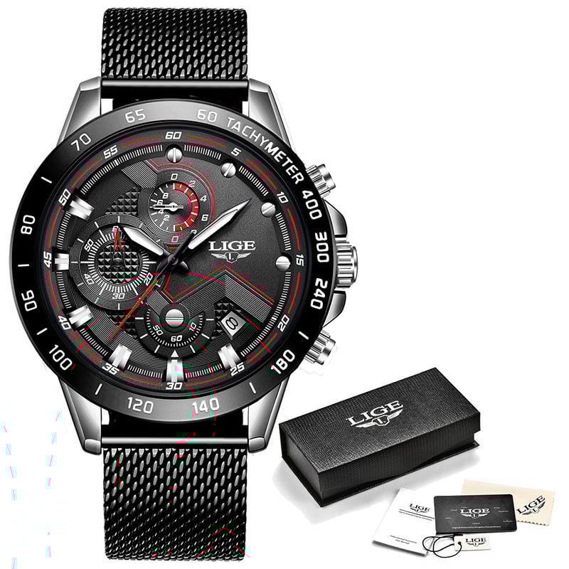 Relógio Masculino Lige Esportivo com Pulseira Mesh em Aço