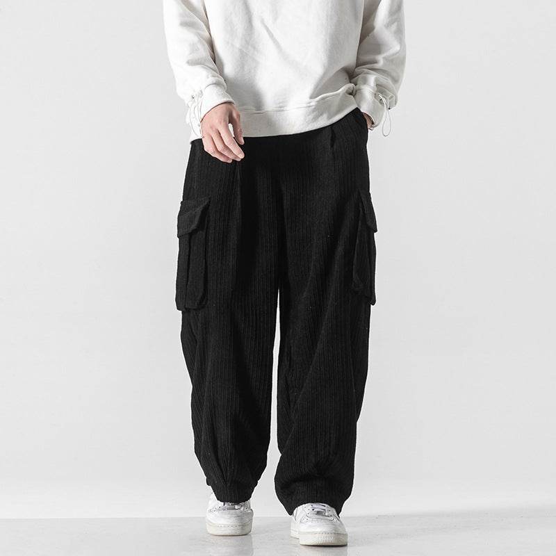 Calça Cargo Masculina Canelada com Caimento Oversized