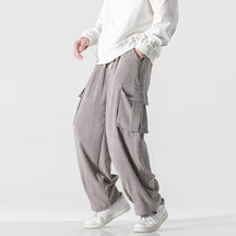 Calça Cargo Masculina Canelada com Caimento Oversized